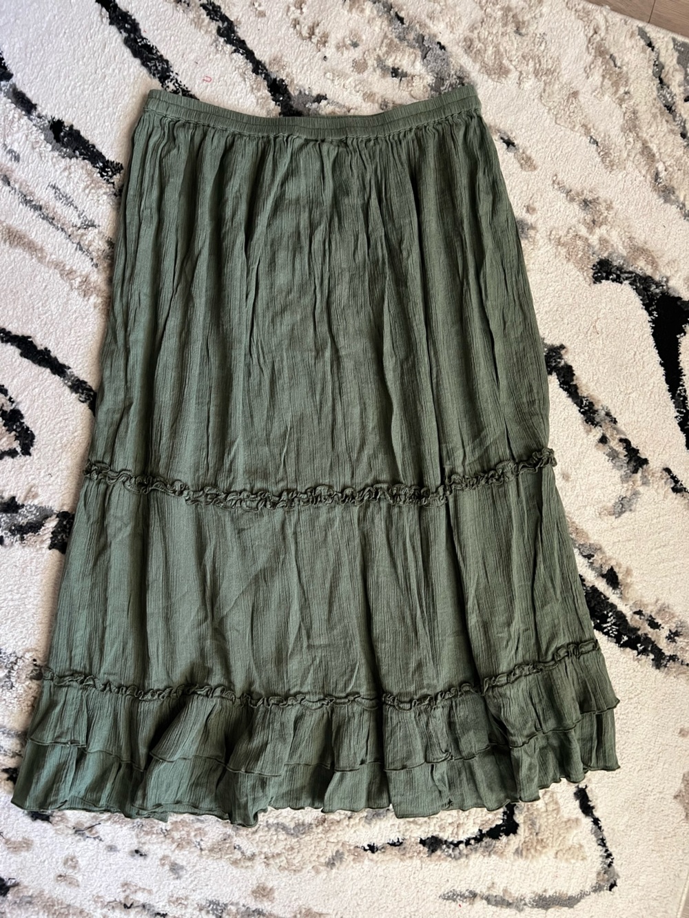 Green Tiered Maxi Skirt